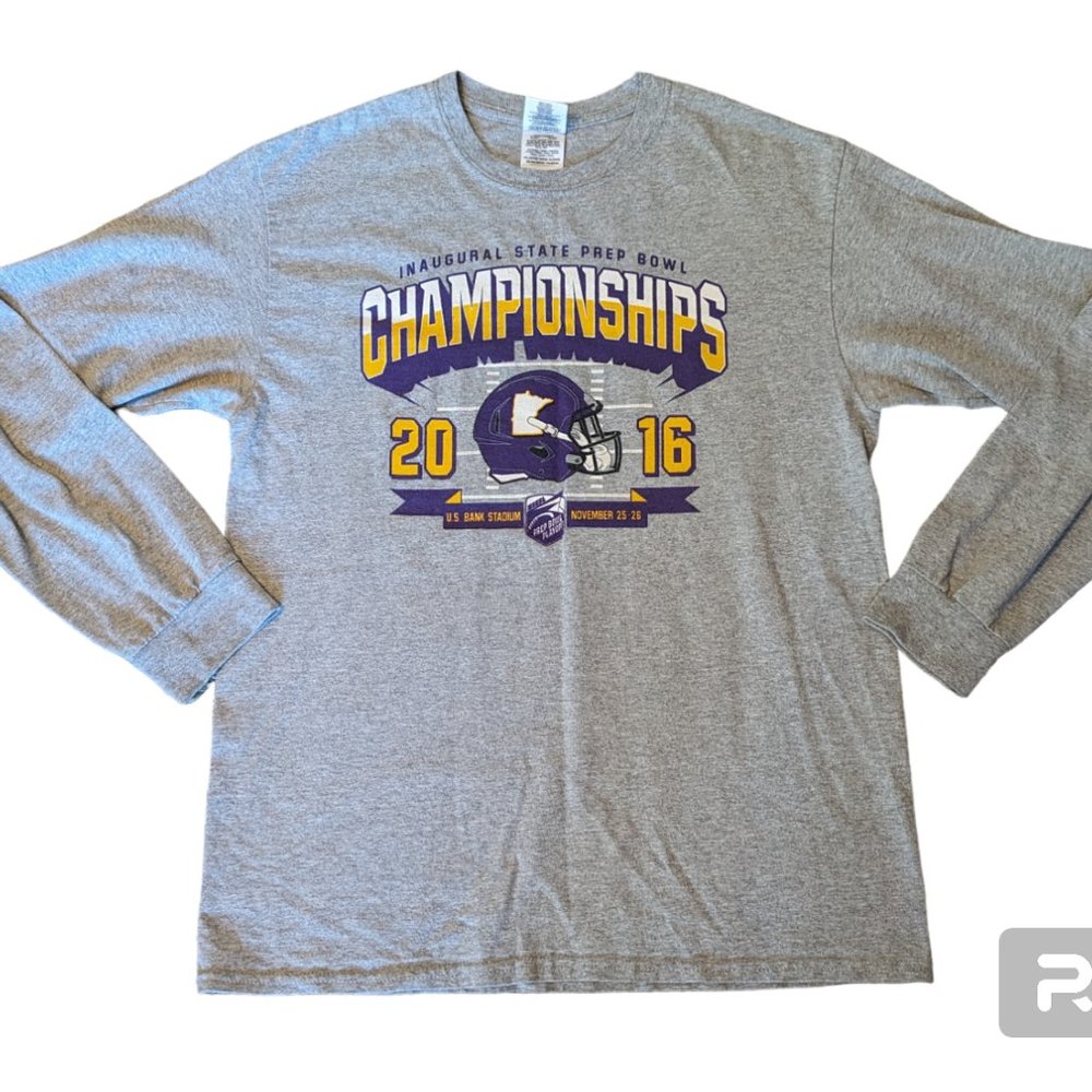 Gildan Long Sleeve Tee T Shirt MN Football MSHSL Championships 2016 Unisex Med